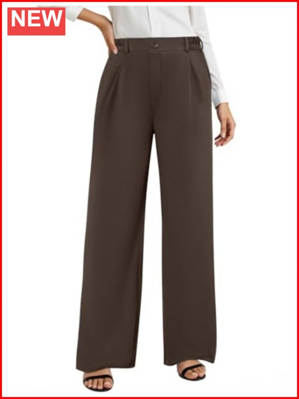 High Waisted Wide Leg Dress Pants Stretch Pull On Business Casual Trousers